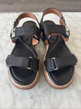 🌼CROWN VINTAGE🌼 Kane Black Platform Espadrille Sandals with Buckle Detail